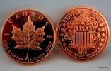 1 Oz Copper Canadian Maple Leaf Design