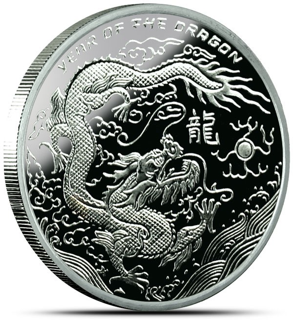 2012 Year of The Dragon 1 OZ Silver Round