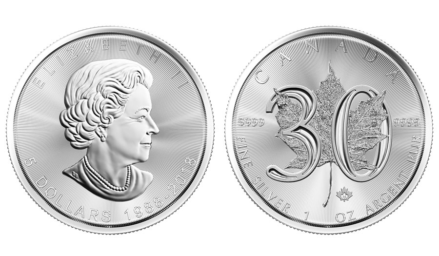 2018 1 oz 30th Anniversary Canadian Silver Maple Leaf C