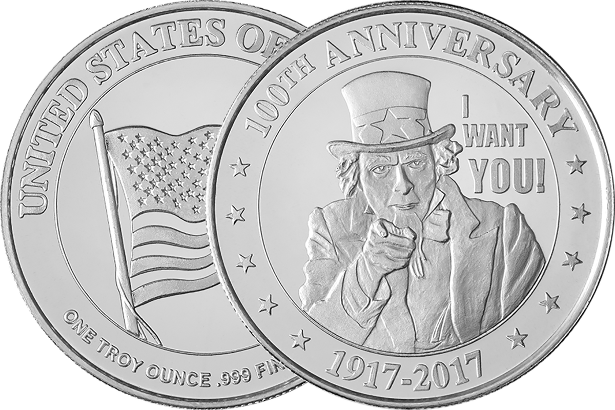 1 oz "I Want You" Uncle Sam Silver Round