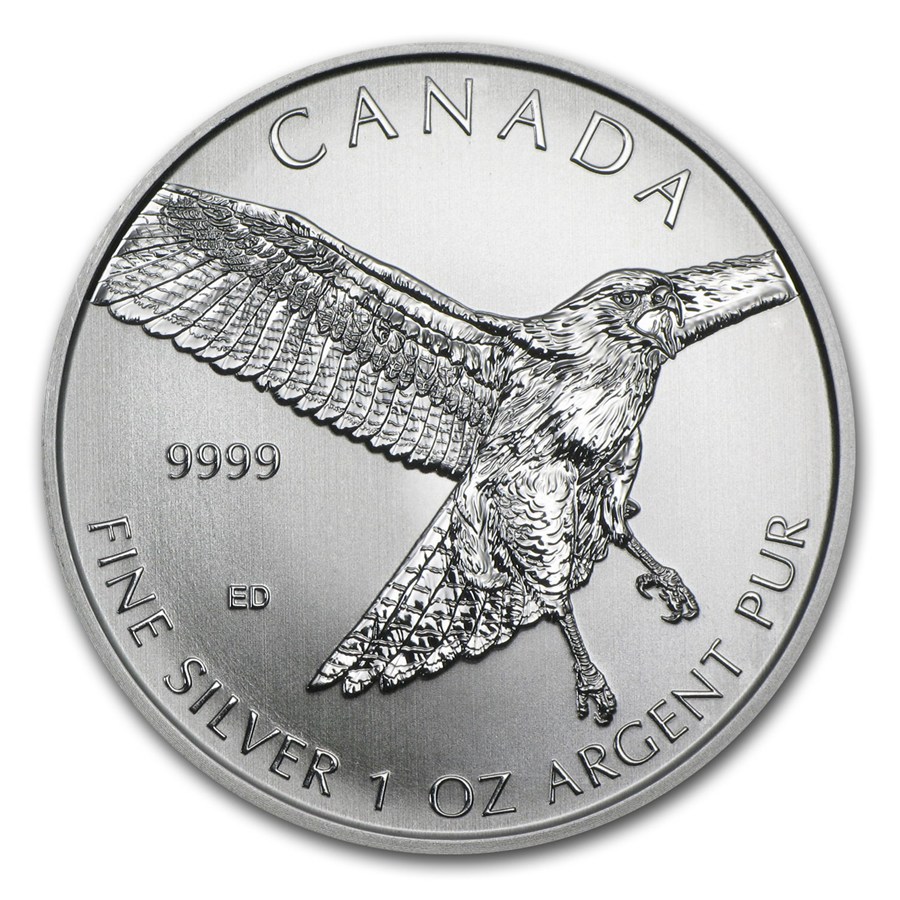 2015 1 oz Canadian Silver Red-Tailed Hawk Birds of Prey