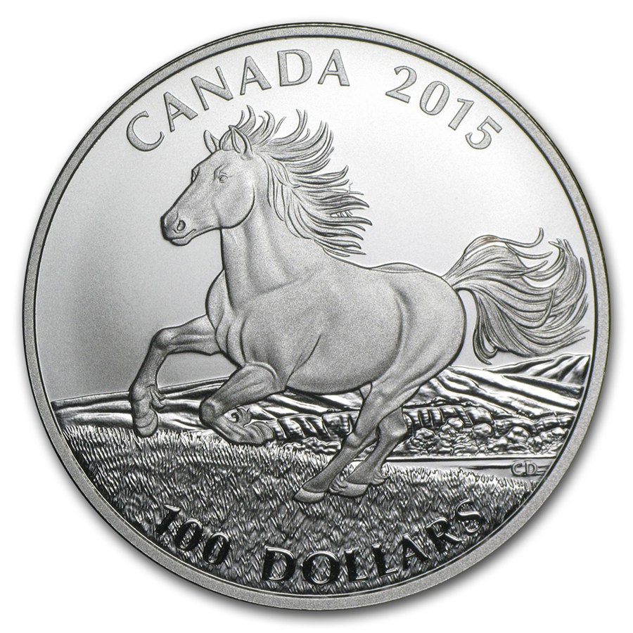 $100 for $100 Fine Silver Coin – Canadian Horse (2...
