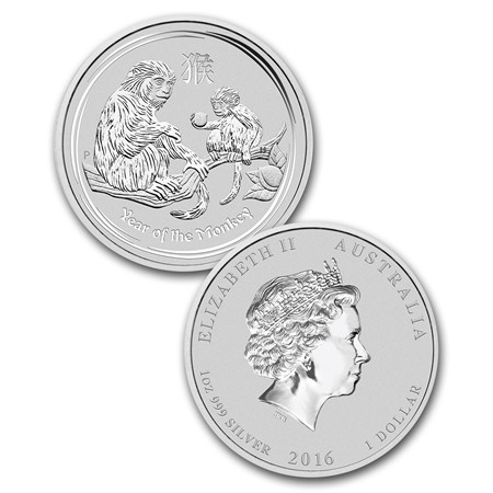 2016 Australia $1 1 oz. Silver Lunar Year of the Monkey