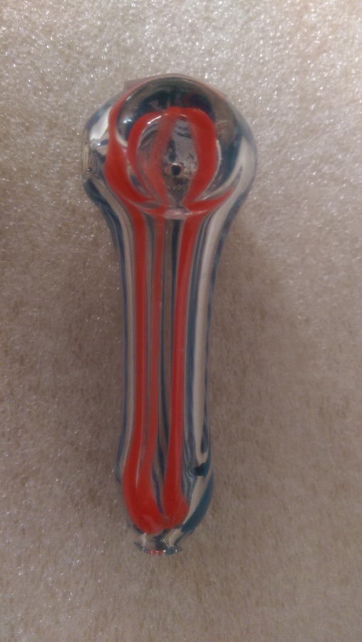 3" Mini Spoon Pipe Heavy Duty Glass Red and Blue