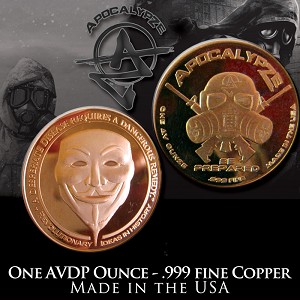 1 Ounce Copper Rounds Guy Fawkes by Apocalypze Mint.