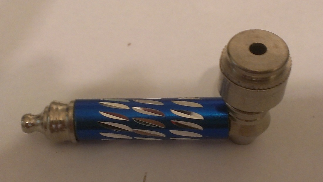 Blue Metal Pipe with cut-crystal pattern