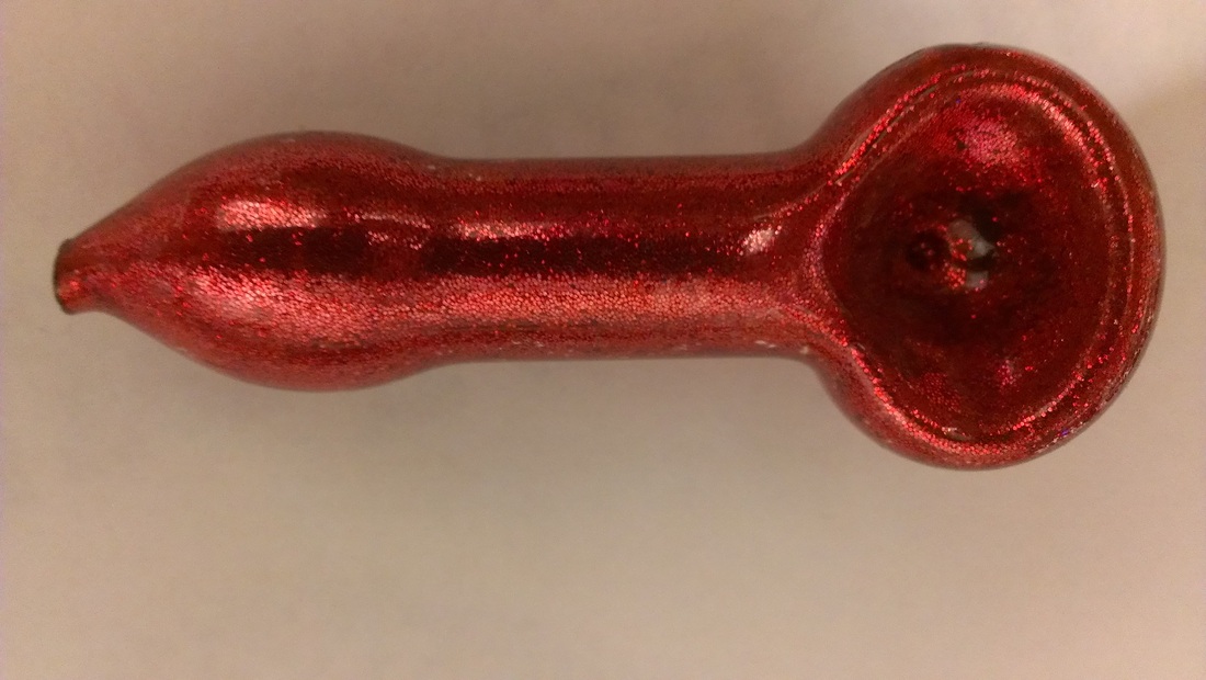 3” Glass Mini Spoon Pipe Red Glittery Design