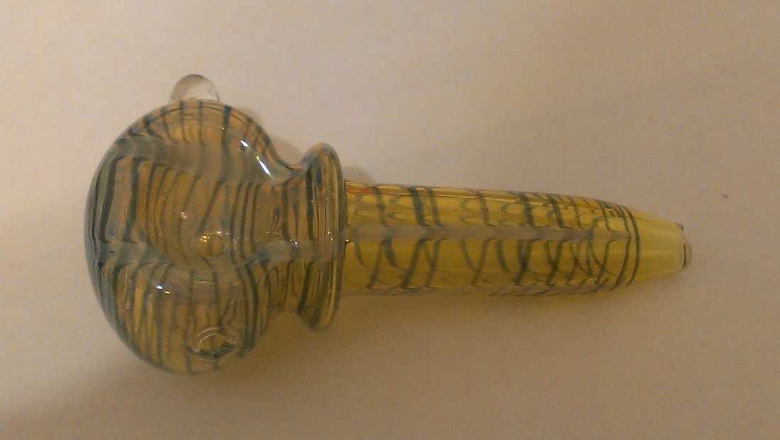 3.5″ Glass Spoon Pipe Smoked With Blue Swirl and C...