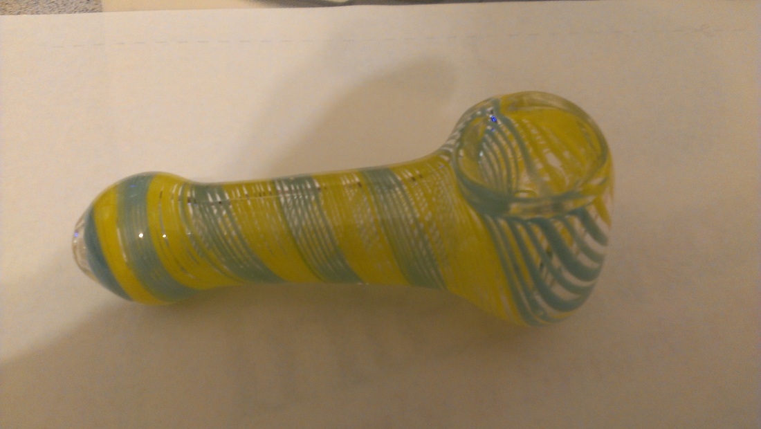3.5″ Heavy Blown Glass Spoon Pipe Yellow and Blue