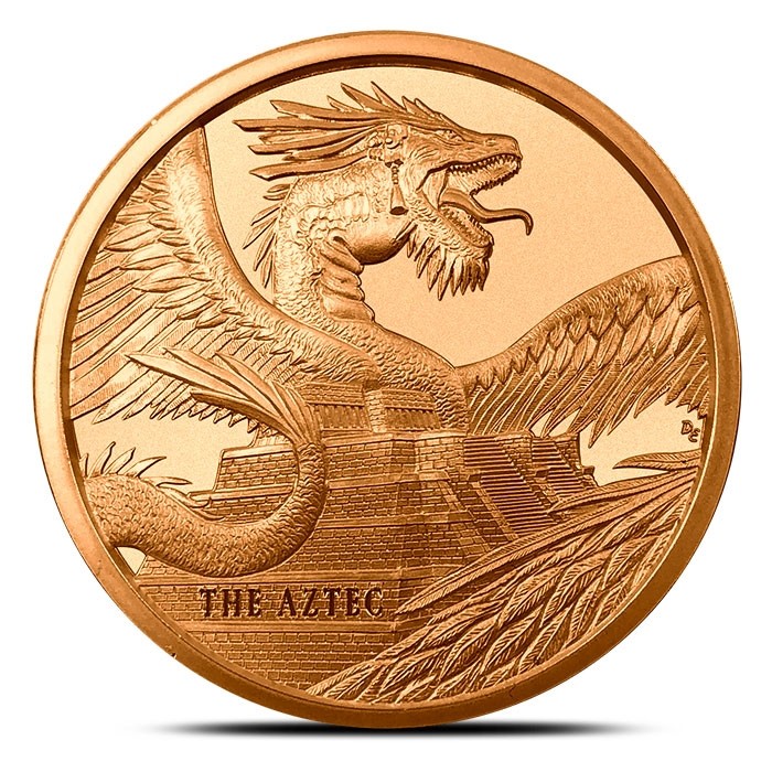 The Aztec 1 oz Copper Round | World of Dragons