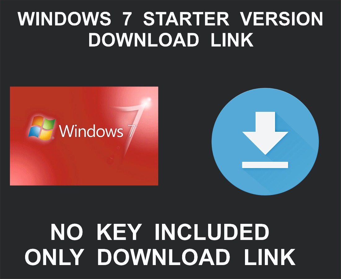 Microsoft Windows 7 Starter, 32 Bit, Download Link Only