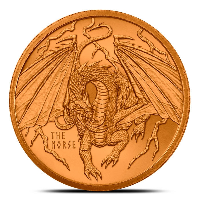 The Norse 1 oz Copper Round | World of Dragons Series
