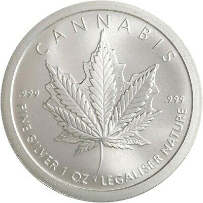 1 oz Cannabis BU Silver Round .999 Fine