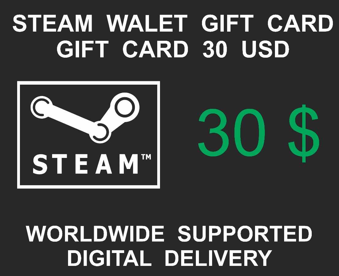 Steam Gift Card, Key, Code, 30 USD, Global Region