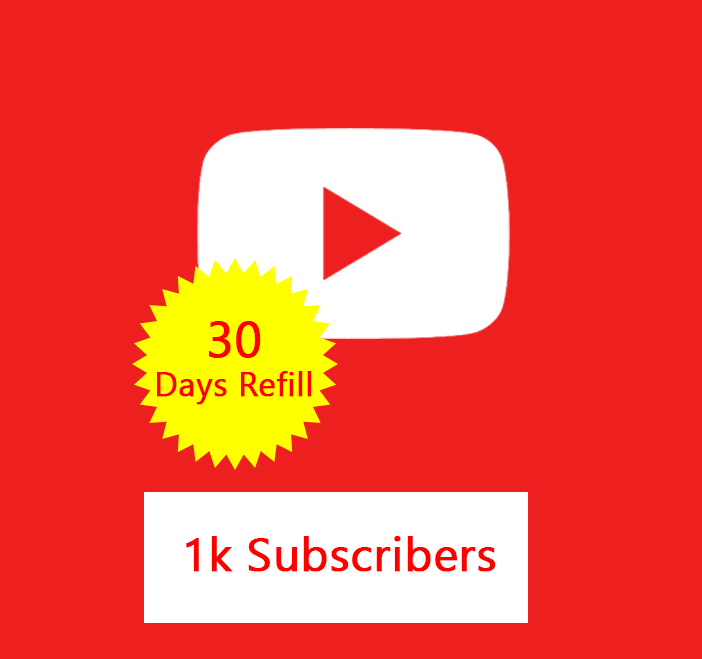 Youtube Subscribers ( 1k ) + 30 days refill