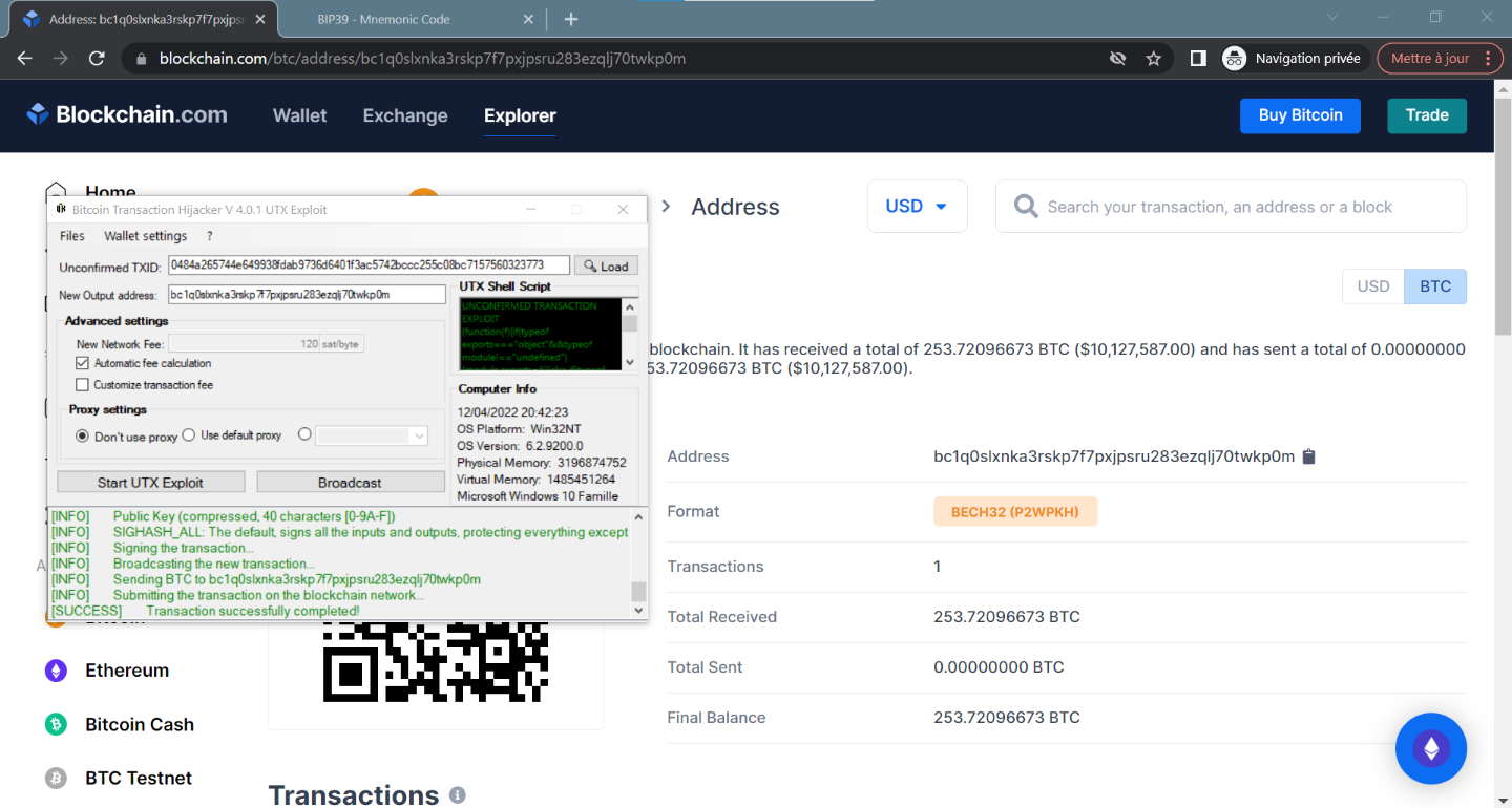 Bitcoin Transaction Hijacker V 4.0.1 UTX Exploit