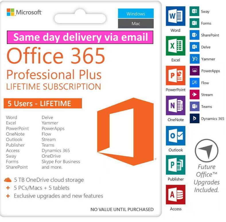 Microsoft Office 365 Professional Plus Lifetime 5PC