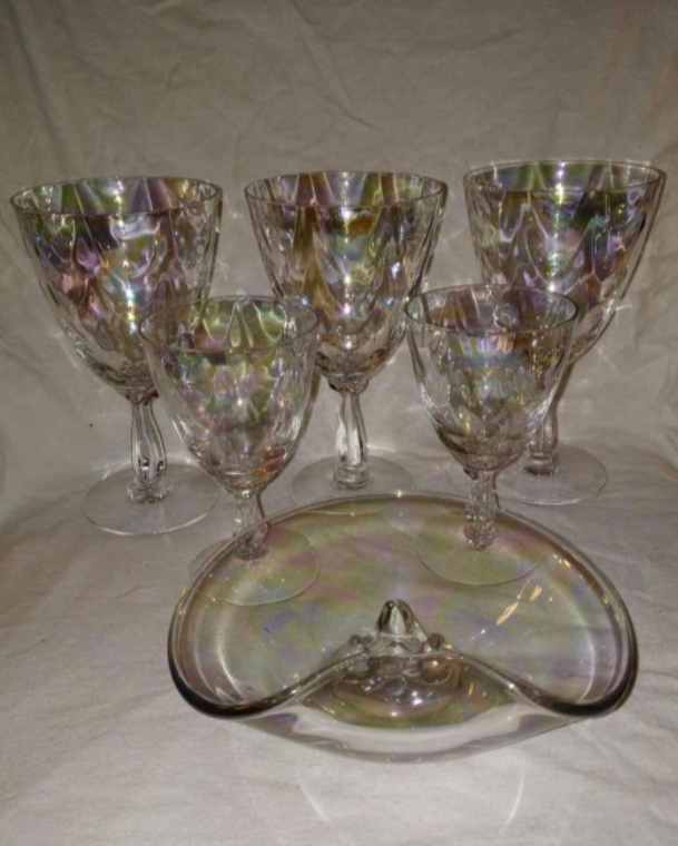 14 piece Vintage Clear Multi Color  Carnival Glass