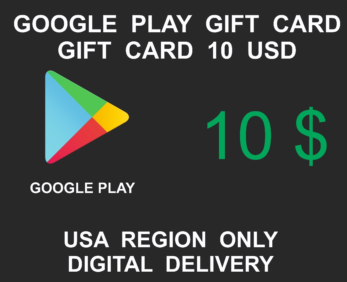 Google Play Gift Card Code, 10 USD Credits, USA Region