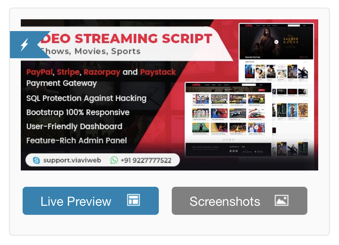 Video Streaming Portal (TV Shows, Movies, Sports, Video