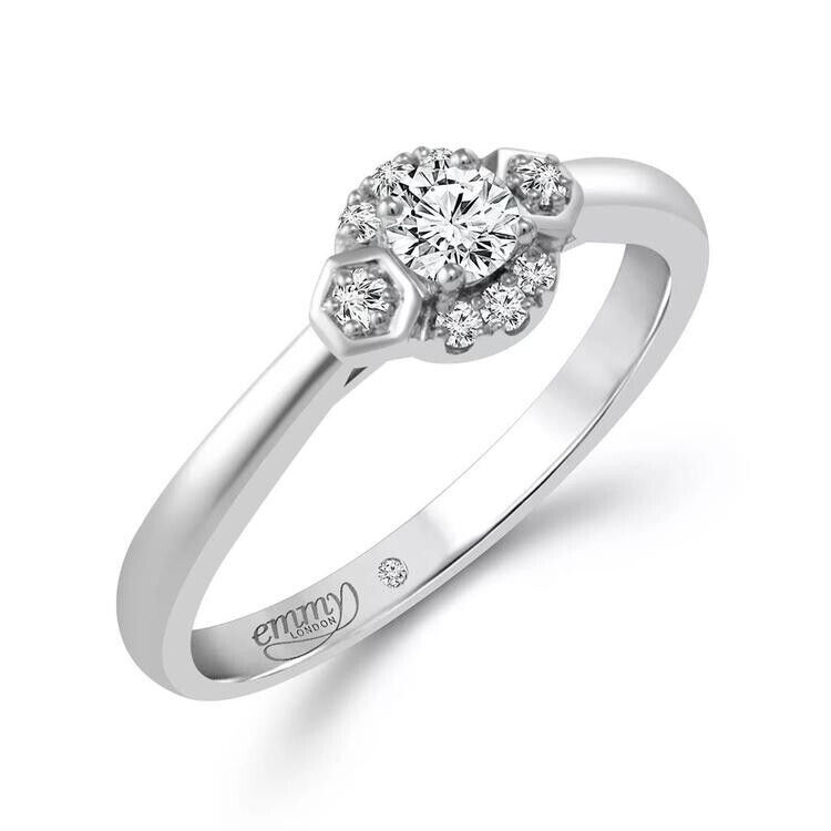 Emmy London 9ct White Gold 0.20ct Total Diamond Ring