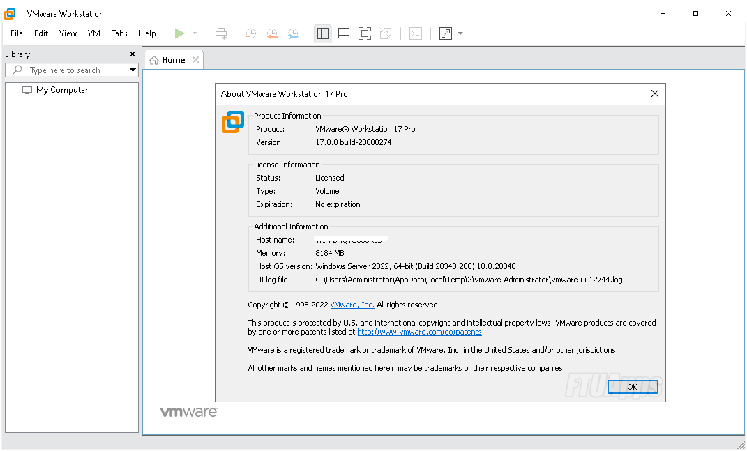 VMware Workstation Pro v17.0.0 Build 20800274 (x64)