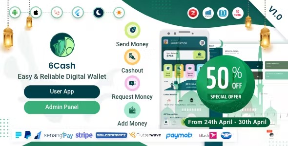 6Cash - Digital Wallet Mobile App Laravel Admin Panel