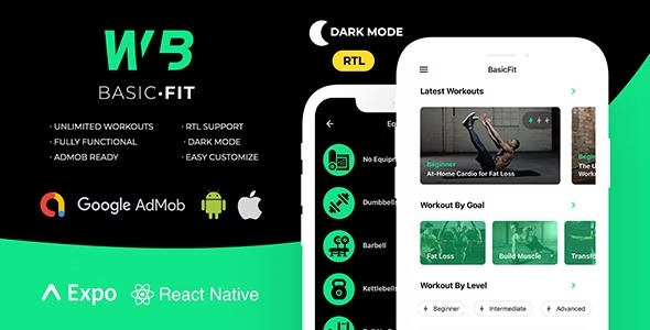 FitBasic - Complete React Native Fitness App Multi-Lang