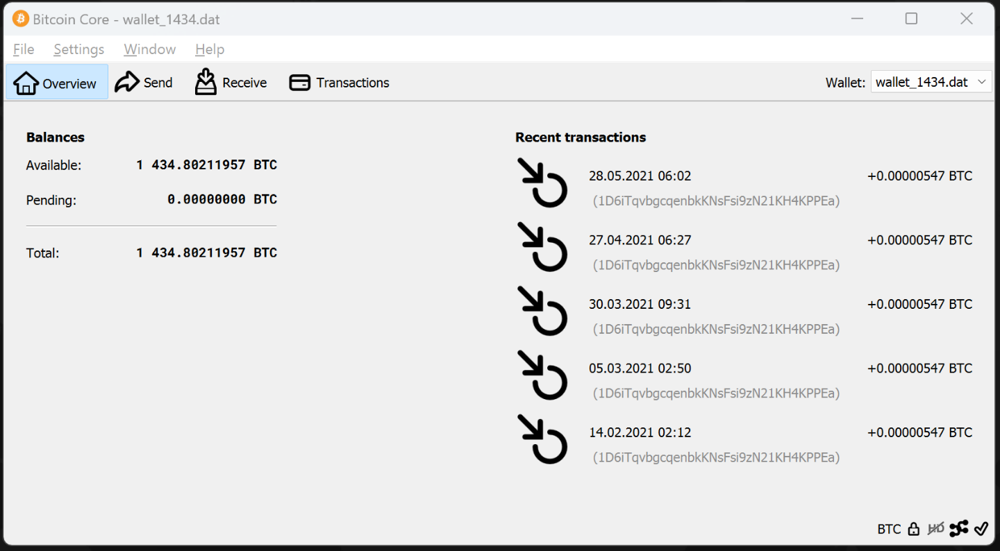 1434BTC wallet.dat file with lost password