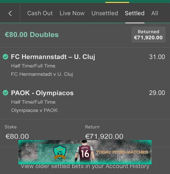 800 Odds HT/FT 100% Fixed Matches Available