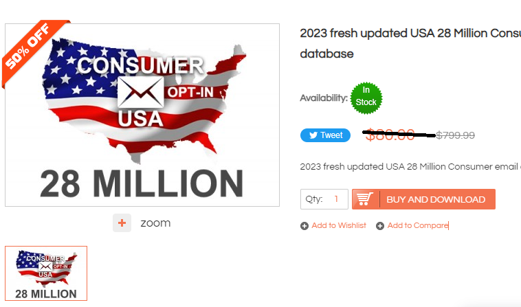 2023 fresh updated USA 28 Million Consumer email databa