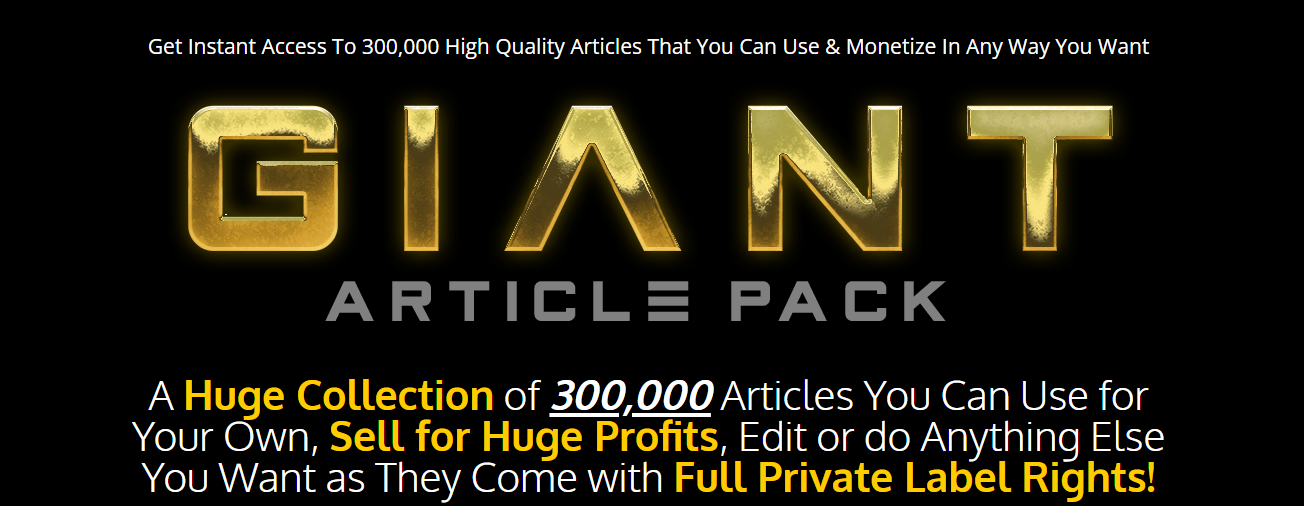 THE GIANT ARTICLE PACK with PLR Rights (400k)