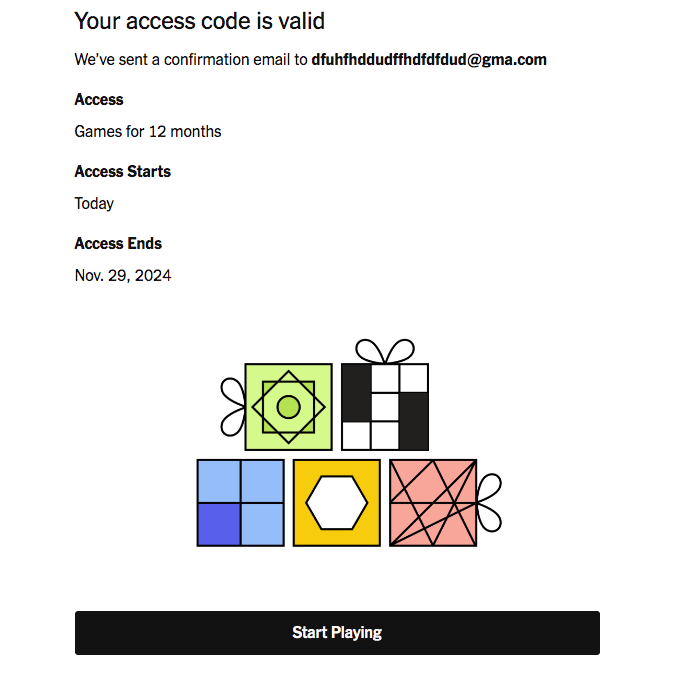 New York Times Games activation code (1 YEAR)