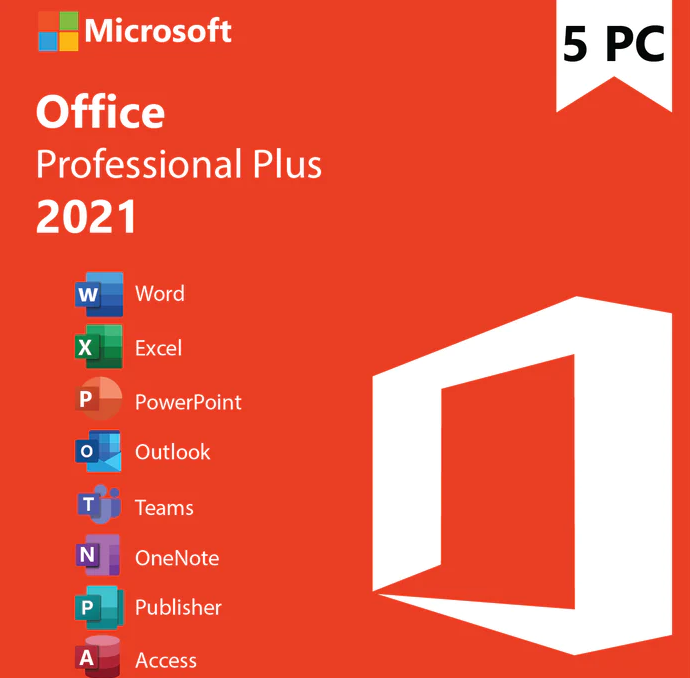 MS Office 2021 Professional Plus Retail Key for 5PC