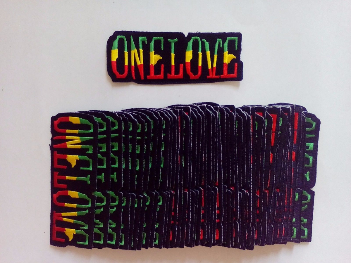 RASTA ONE LOVE EMBROIDERED IRON-ON PATCH 1.5" X...