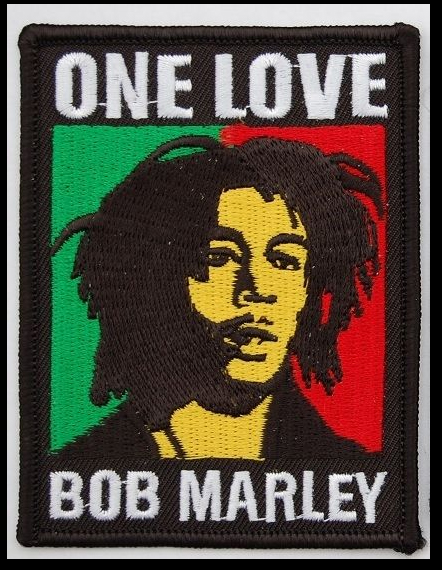 Bob Marley One Love Embroidered Iron-on Patch 3.5x2.75