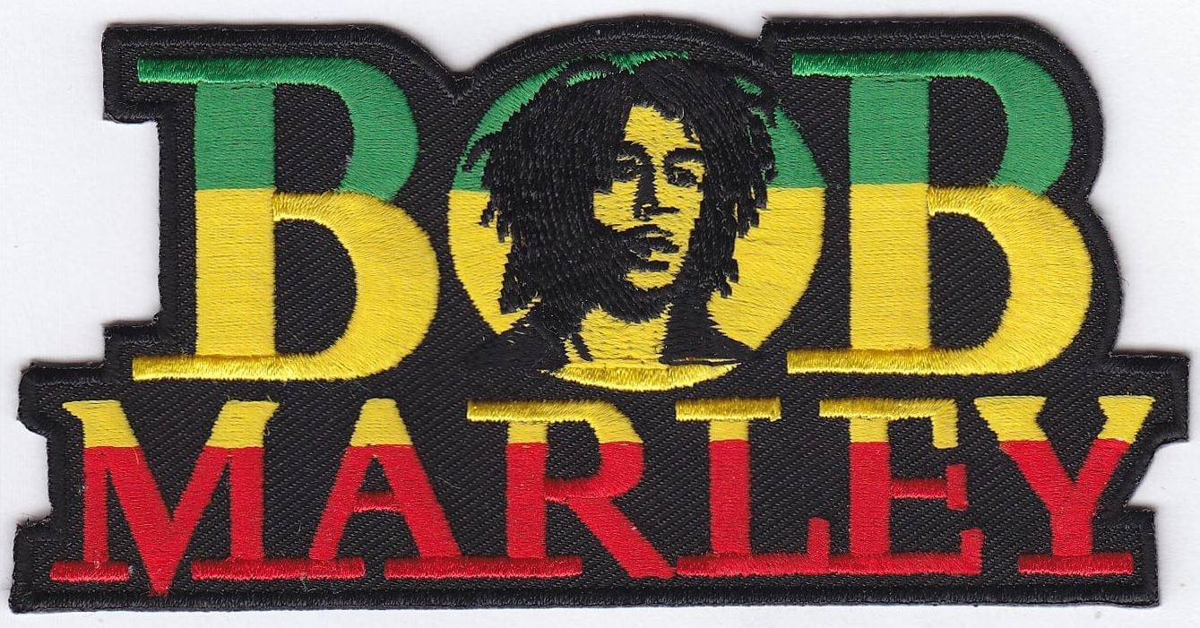 BOB MARLEY EMBROIDERED IRON-ON PATCH 4.5" x 2.2...