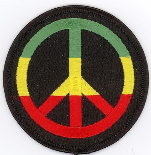 RASTA Peace Sign Embroidered Iron-on Patch 3" inch