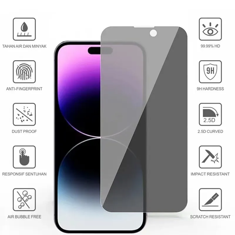 10x Privacy Tempered Glass for iPhone 15 14 13 Max Pro