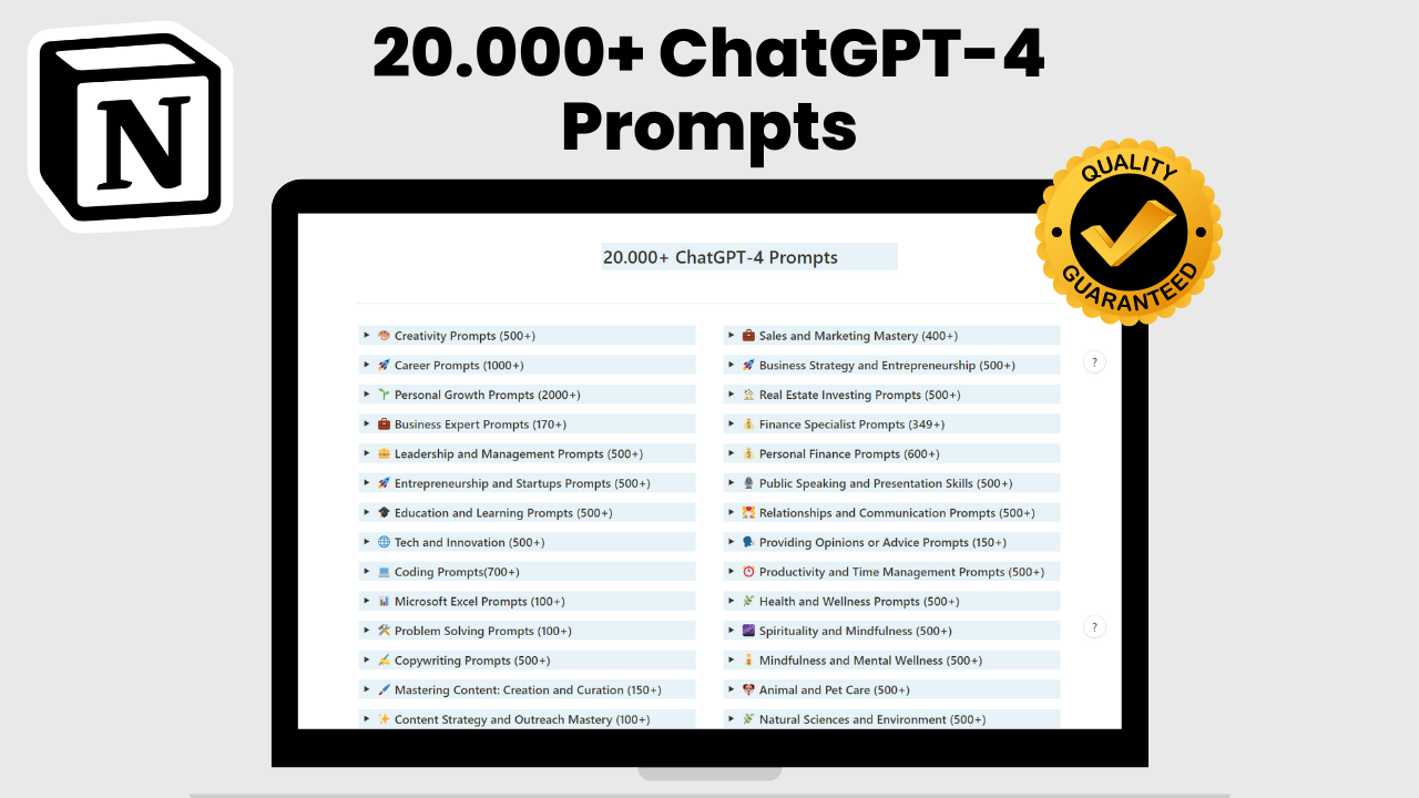 ChatGPT All-In-One Complete Pack: 20.000+ Prompts